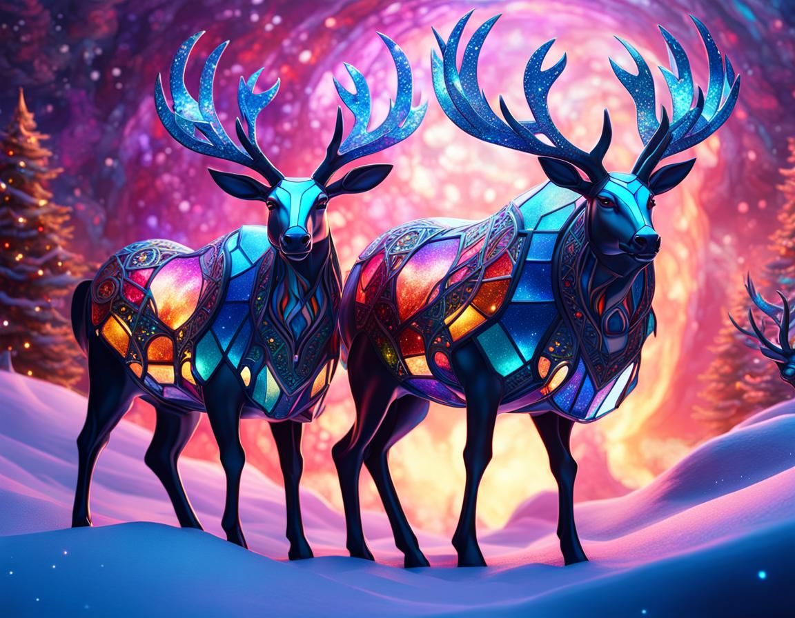 Stained Glass Reindeer on Alien Planet