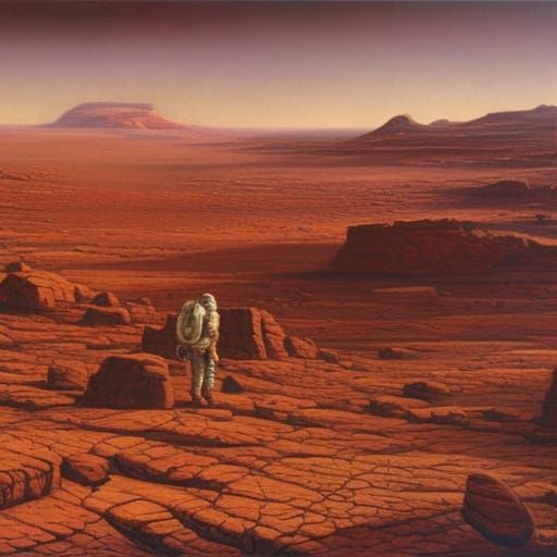 Martian City in Oil Painting Style