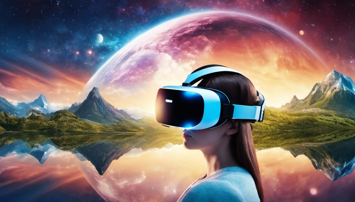 VR Headset Reflecting Fantasy World