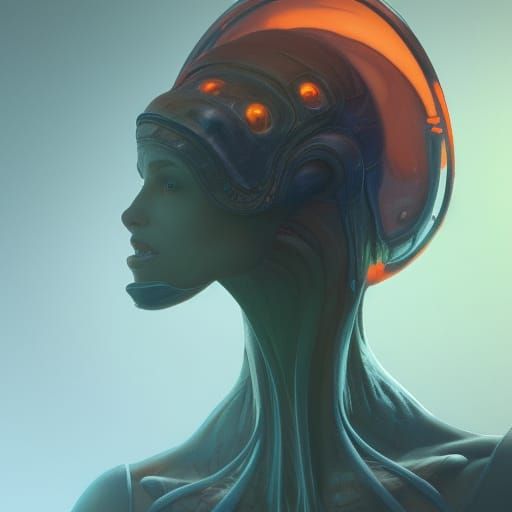 Alien with Flat Cap Concept Art in Art Nouveau Style