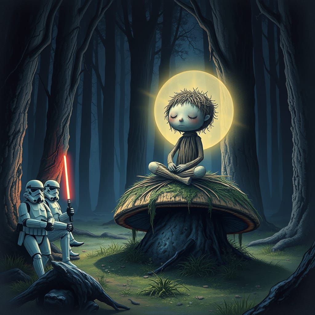 Mystical Poppet Casting Magic in Sinister Forest