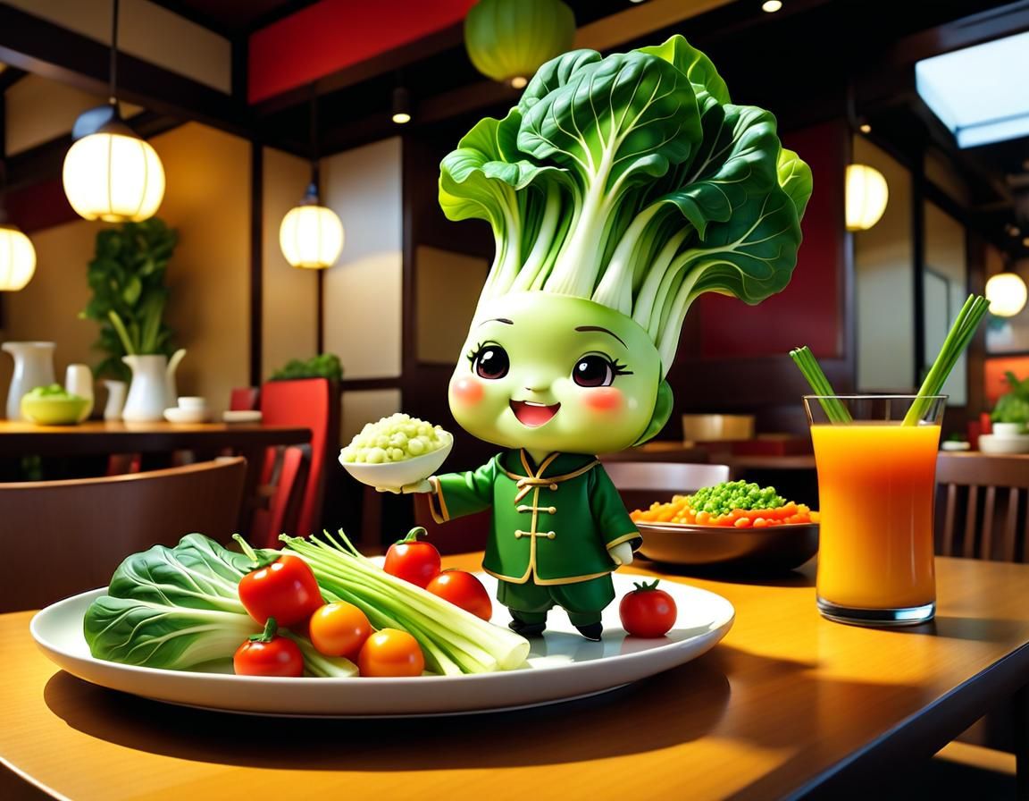 Chibi Bok Choy Character in Anime Style