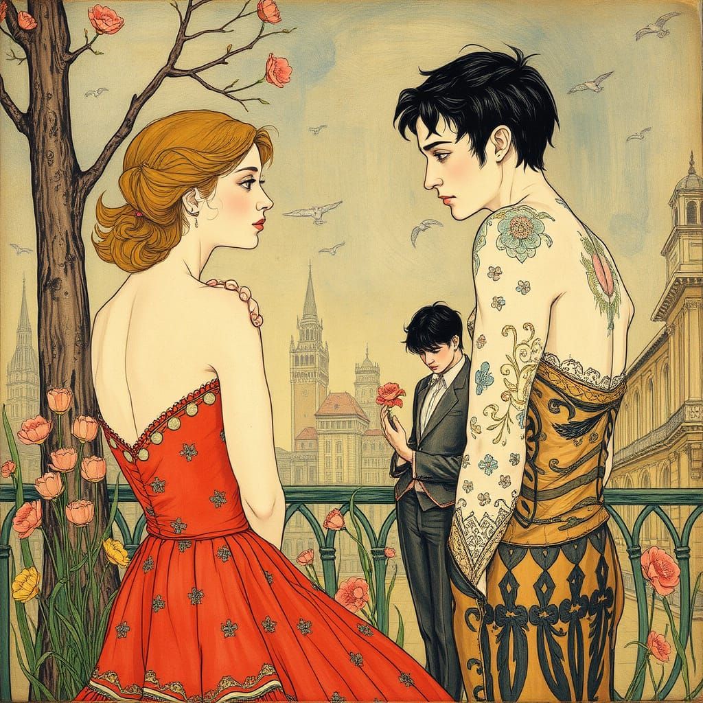 Surreal Portrait in Style of Symbolist Comic Art