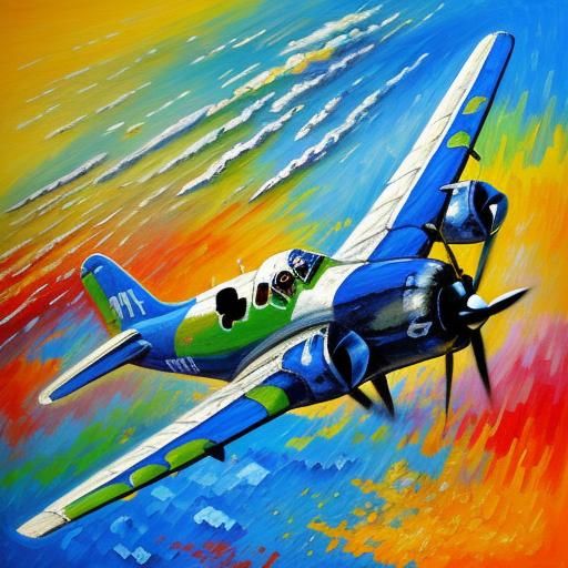 Distressed Airplane in Expressionist Oil Painting