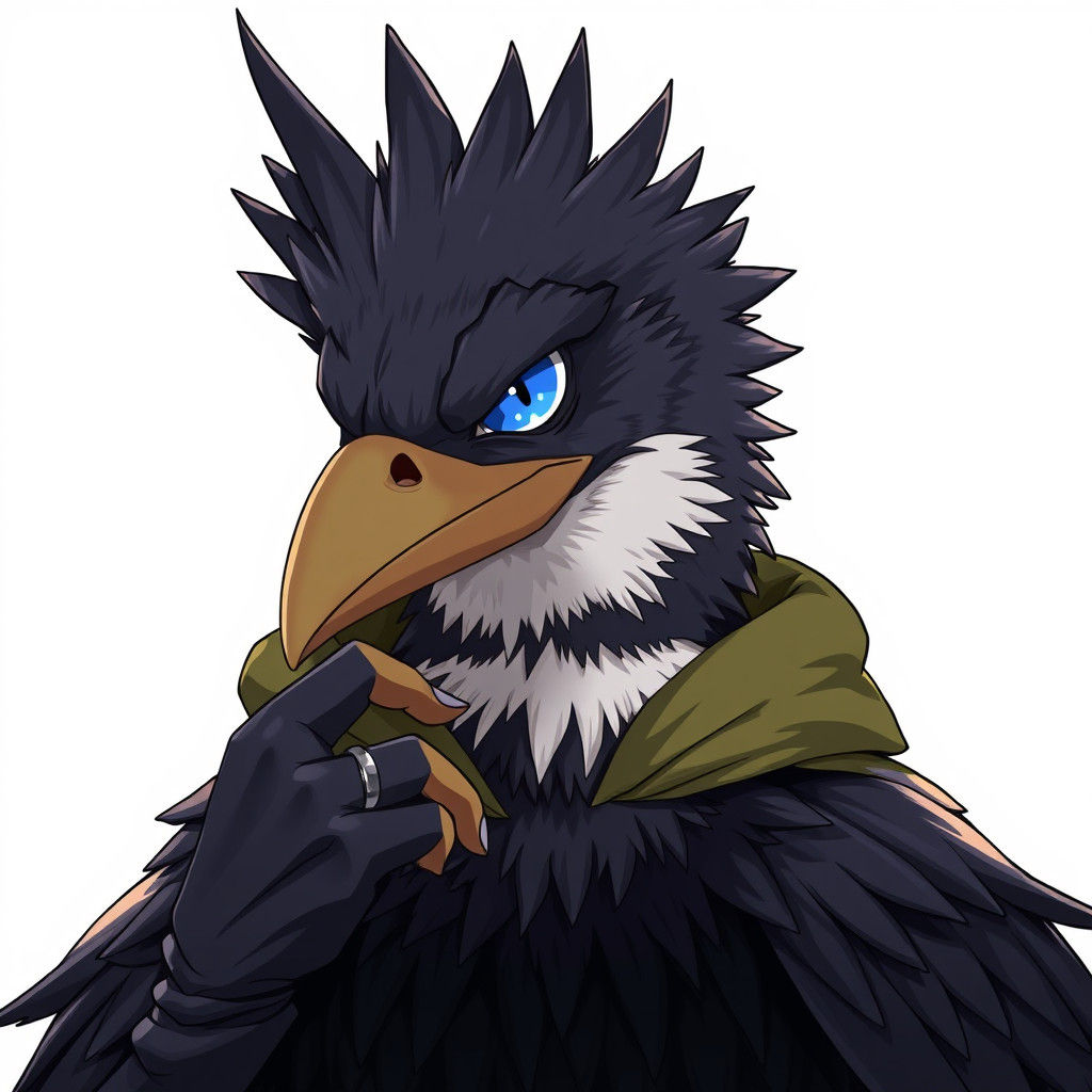 Majestic Kenku with Silver Ring in Manga Style