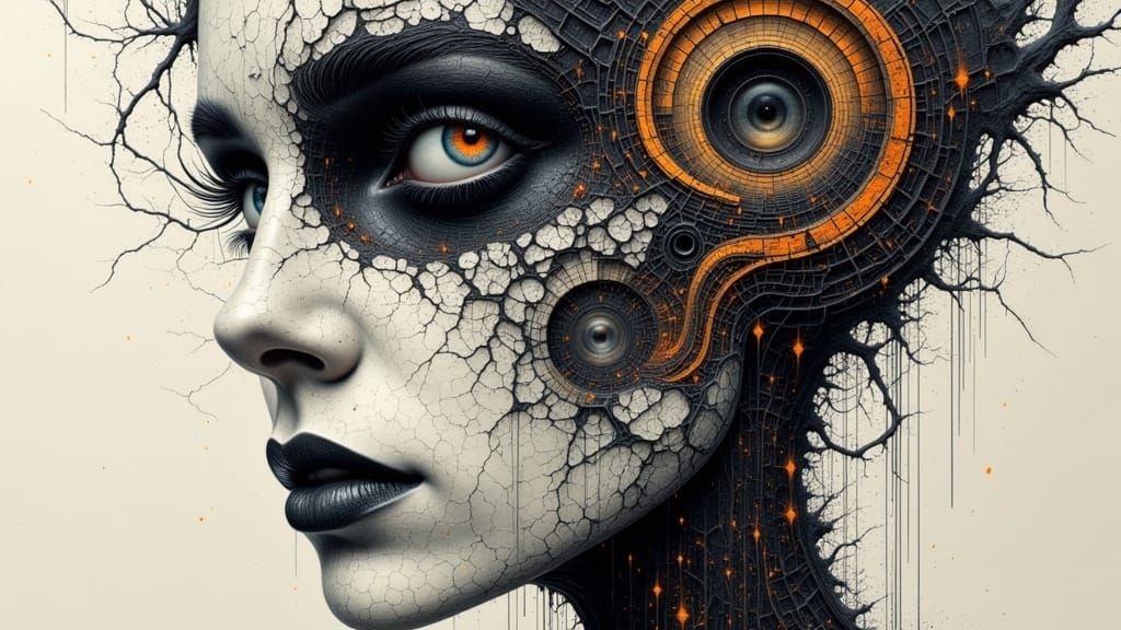 Surreal Art Deco Collage with Ethereal Fairycore Elements