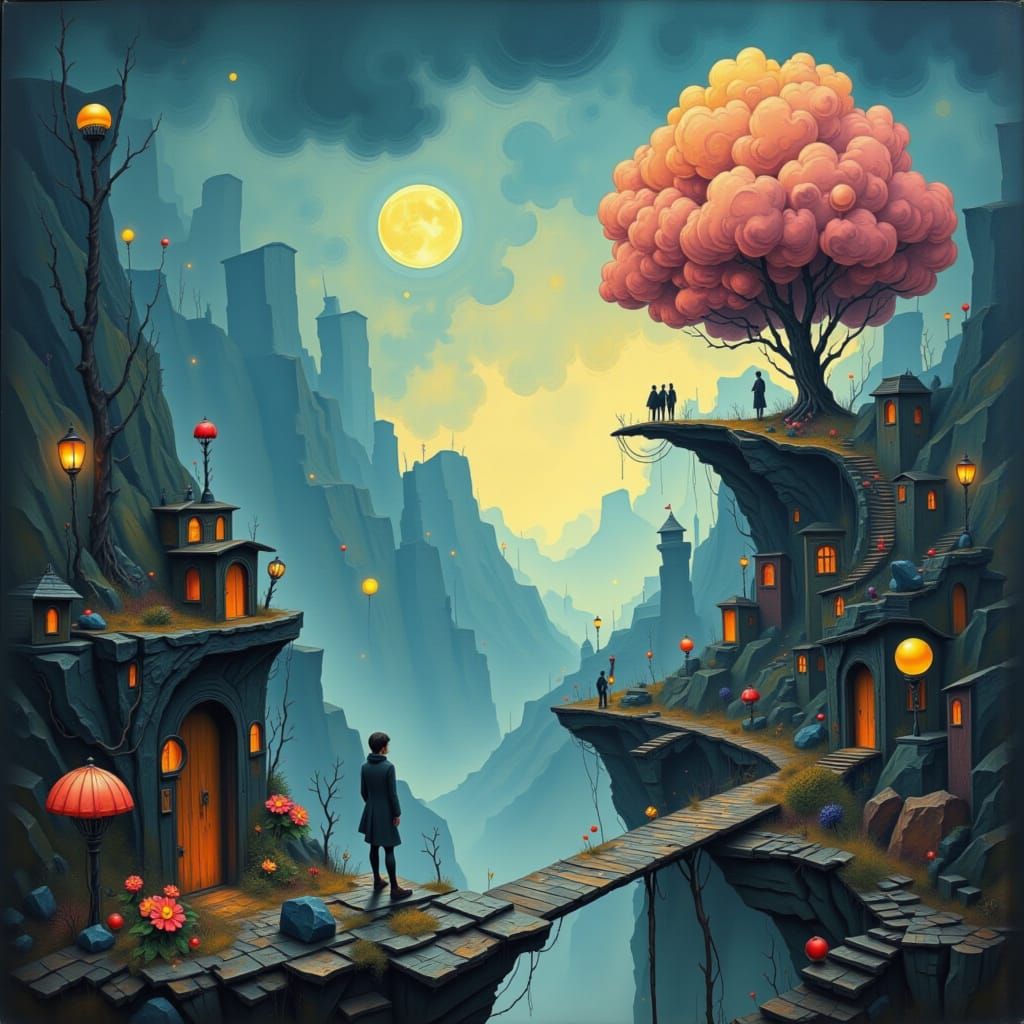 Whimsical Fantasy Scene with Ethereal Light