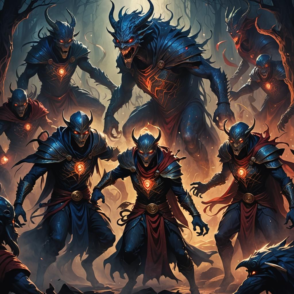 Mysterious Creatures Emerge from Shadows: Dark Fantasy Illus...