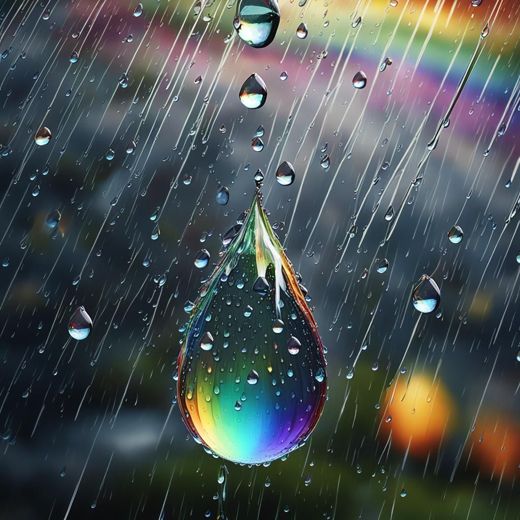 Huge Raindrop Prism During Lightning Storm