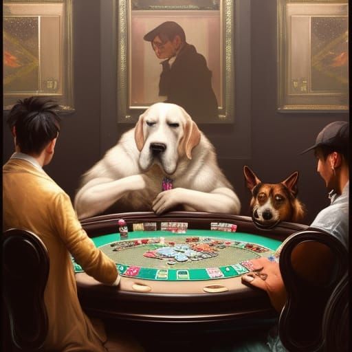 Dogs Playing Poker: Hyperdetailed Digital Art