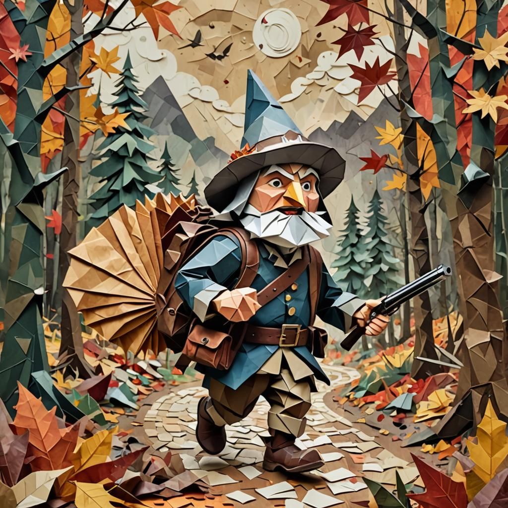 Pilgrim's Peril: Origami Caricature in the Woods