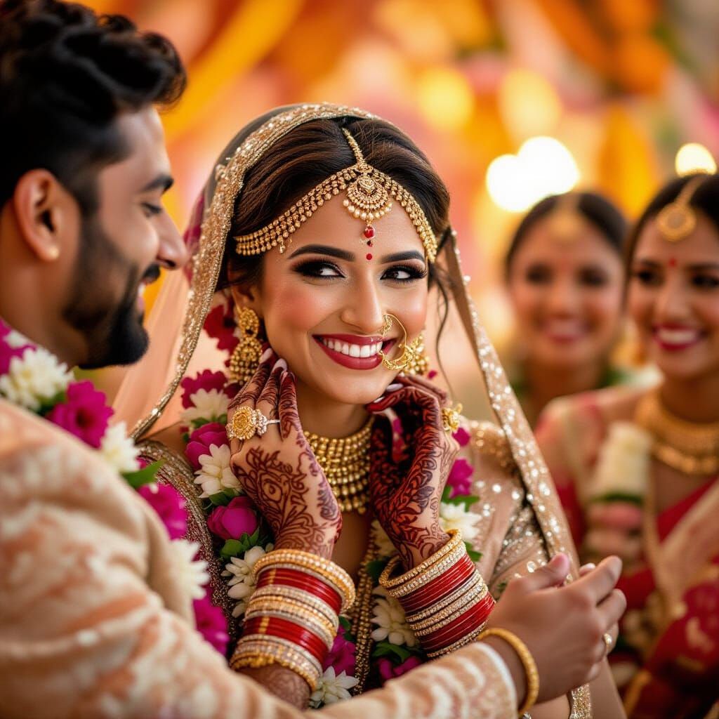 Joyful Indian Bride in Vibrant Wedding Ceremony