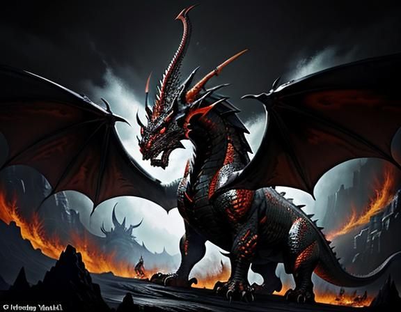 Fiery Dragon in Dynamic Fantasy Art Style