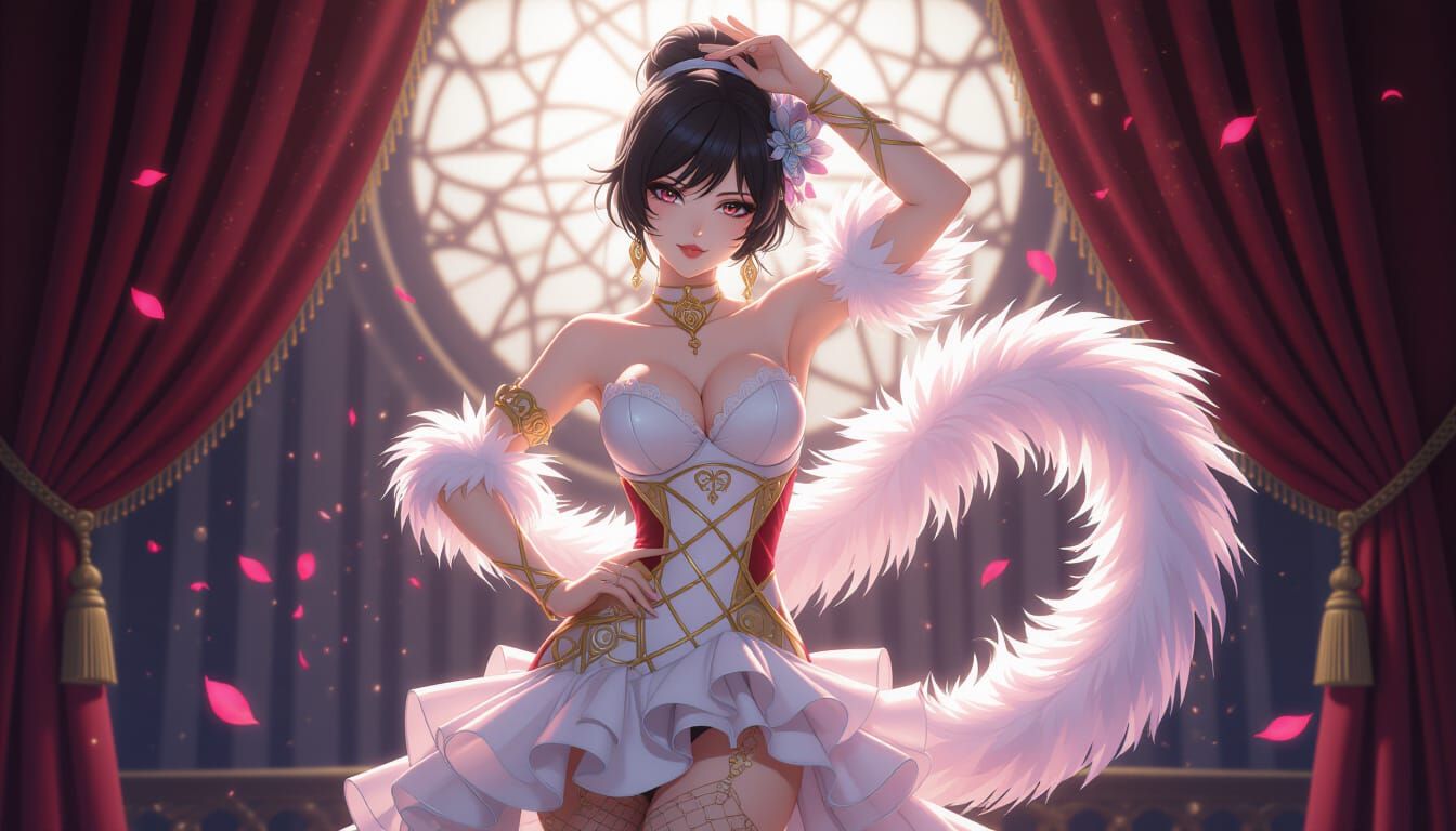 Detailed 3D Anime Burlesque Dancer in 8K