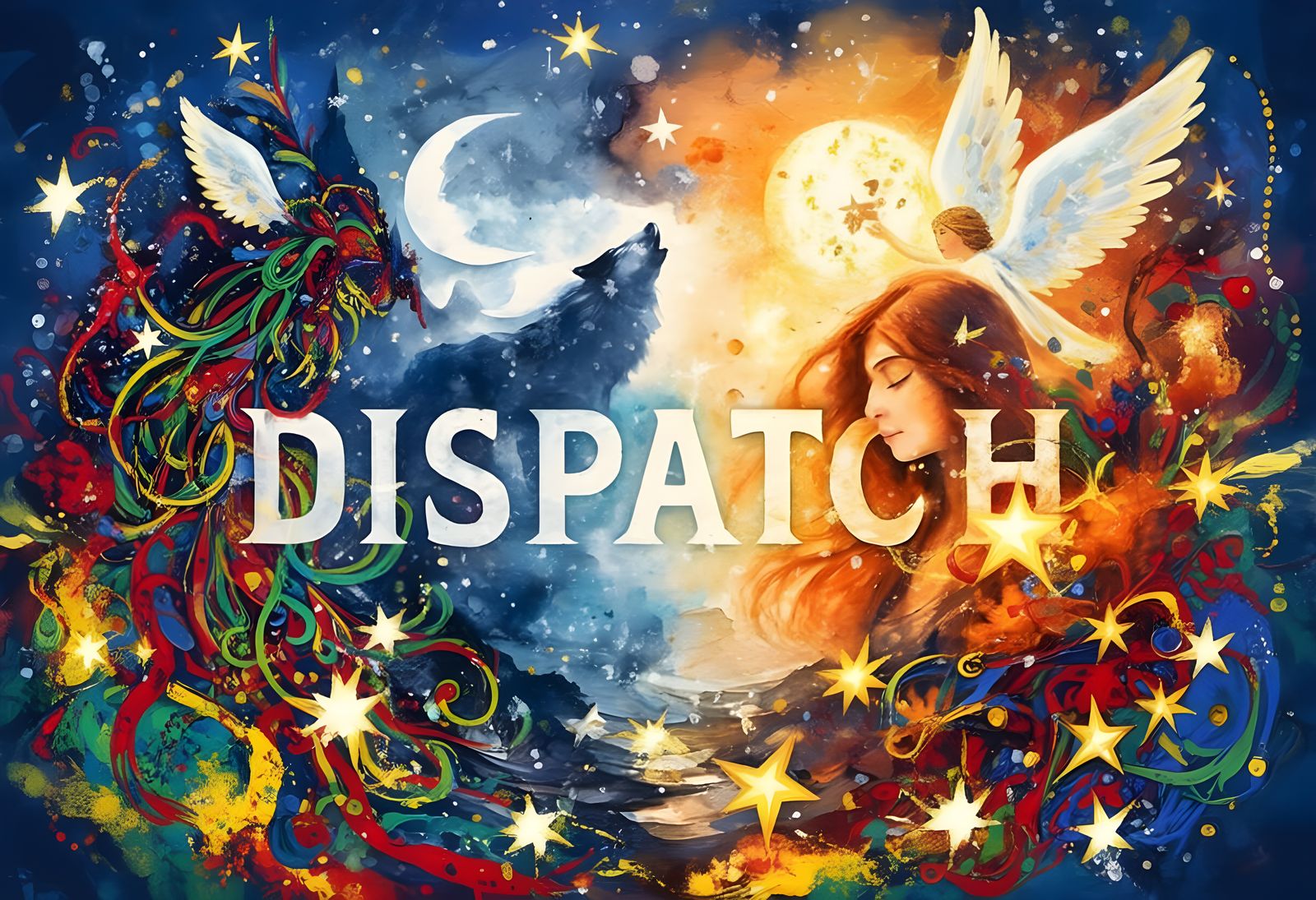 Folk Art Christmas Creatures in Surreal Mixed Media Style