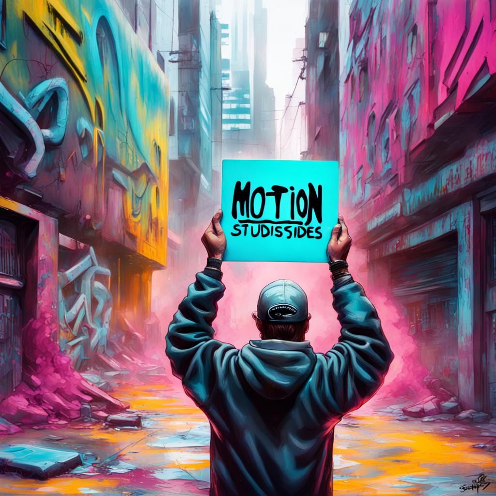 Cyberpunk Man with Motion Studios Sign