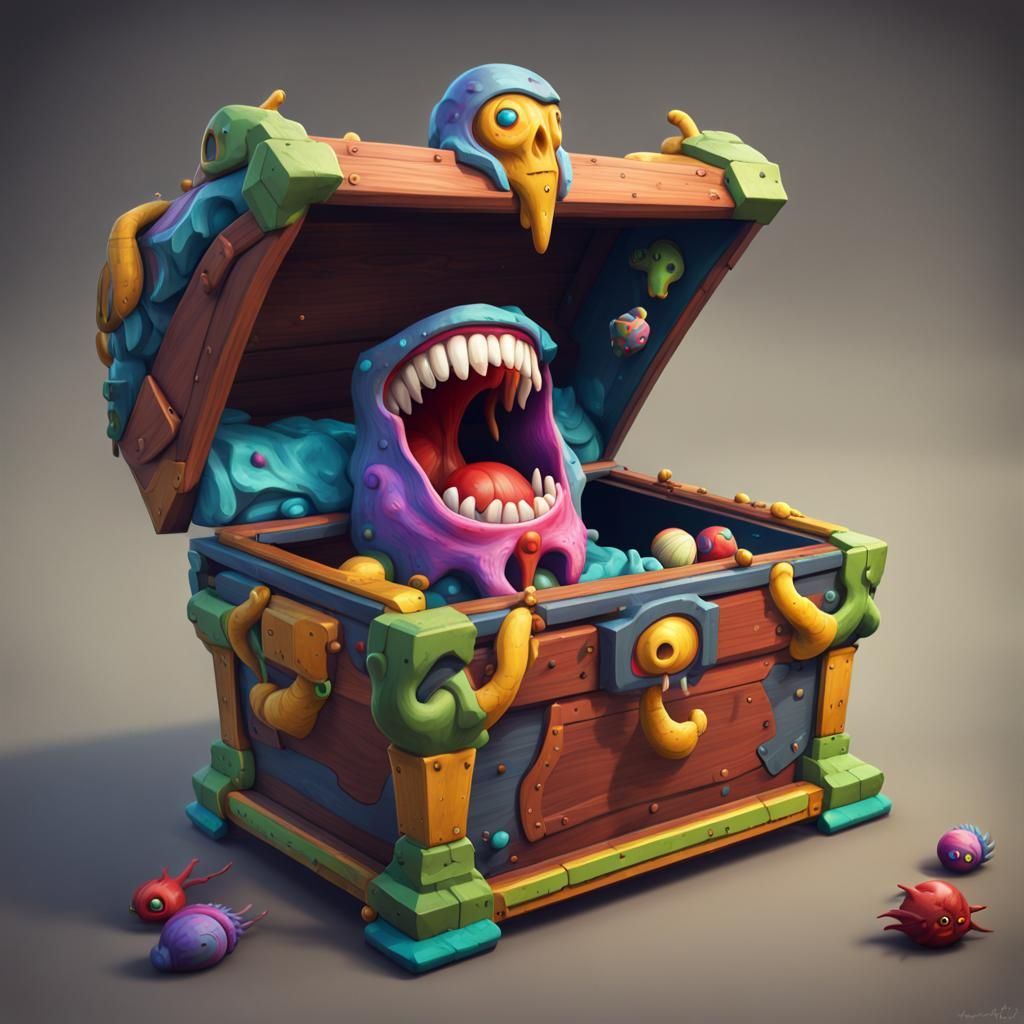Toybox Mimic: Colorful Fantasy Concept Art