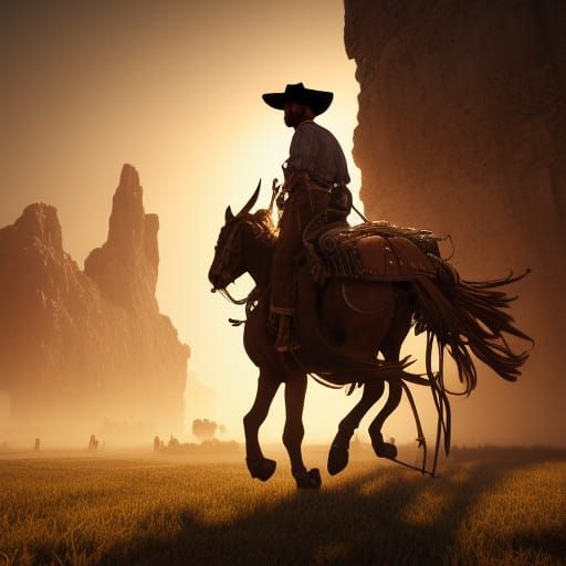 Steampunk Cowboys on Plains in Comic Book Art