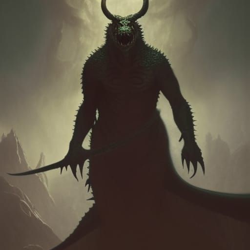 Demonic Werelizard Slaying in Hellish Landscape