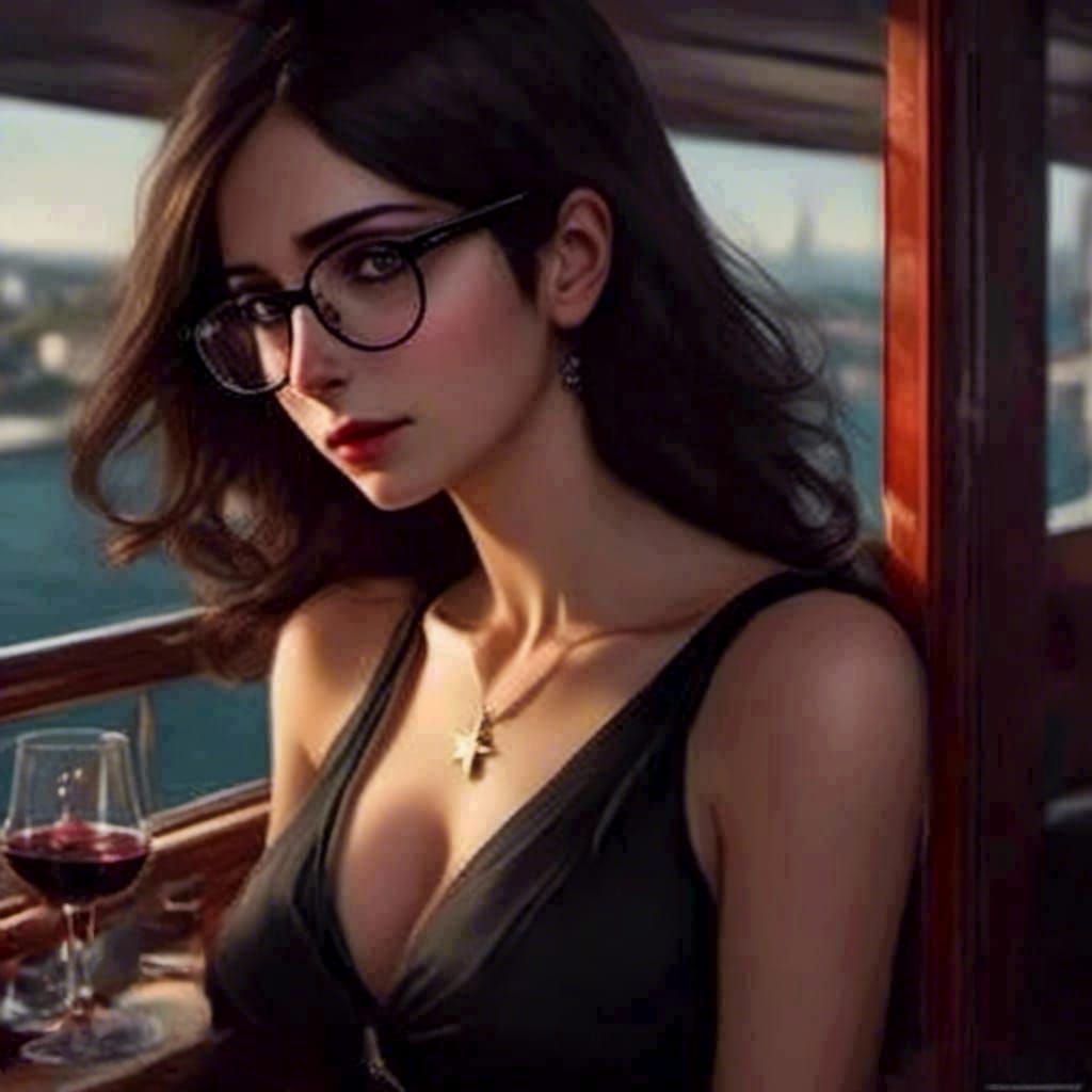 Beautiful Woman on Yacht in Hyperrealistic Portrait
