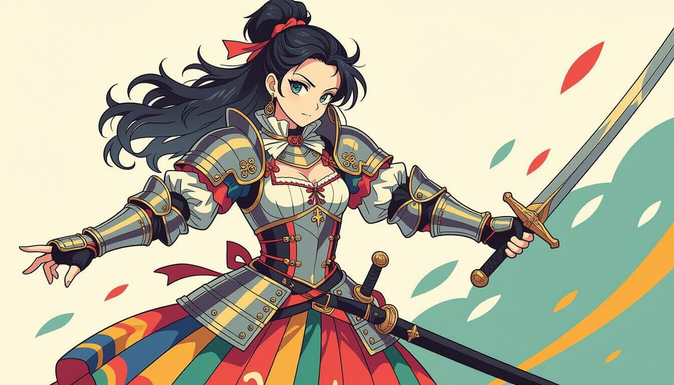 Landsknecht Girl in Anime-Inspired Key Visual Style