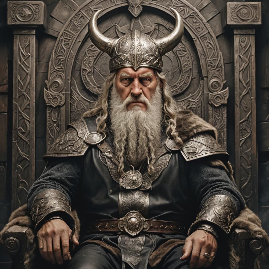 Odin God of Norse Mythology in Valhalla