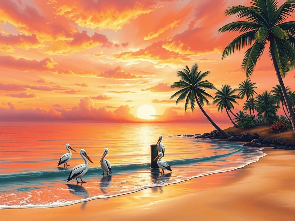 Serene Tropical Beach at Sunset