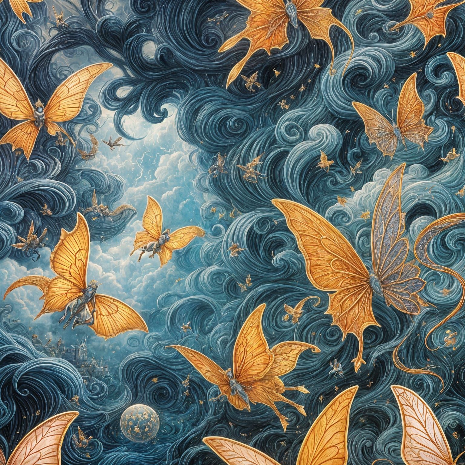 Magical Castle Realm in Vibrant Abstract Art