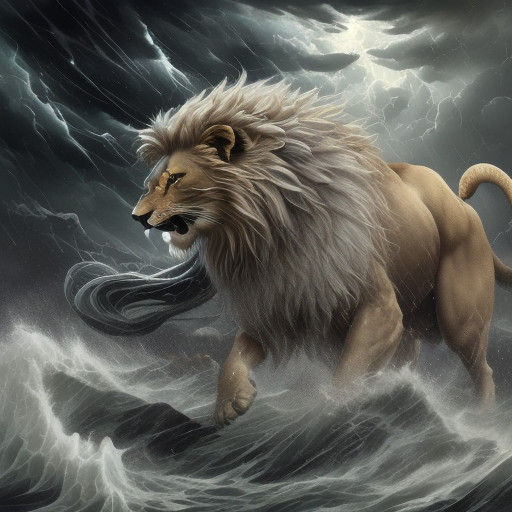 Cyberpunk-Style Storm God Chimera Rages Above Ancient Babylo...