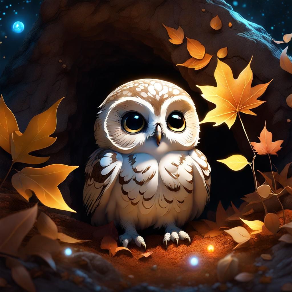 Bioluminescent Burrowing Owlet Constellation in Love Garden