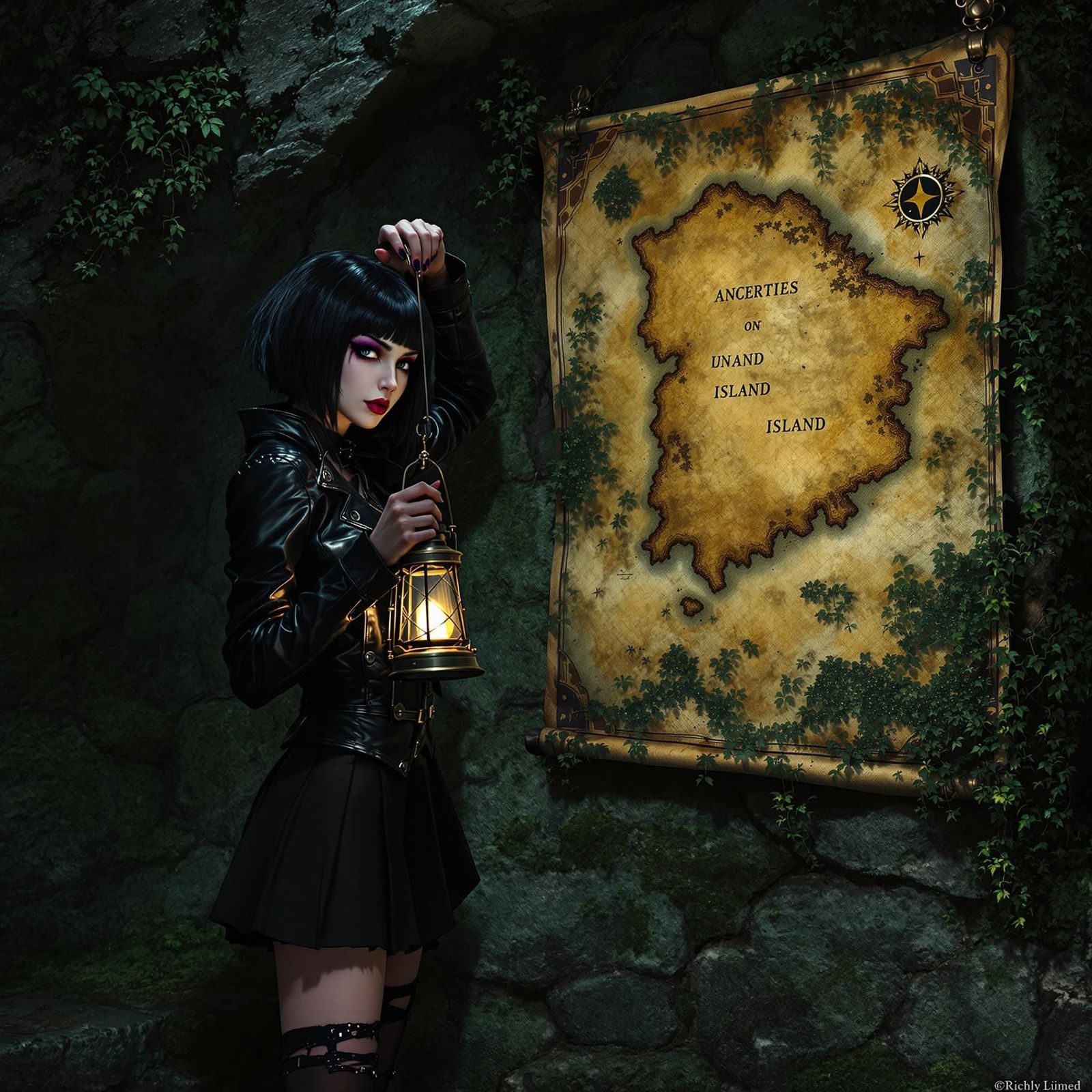 Gothic Scottish Girl Uncovers Island Secrets in Dimly Lit Ch...