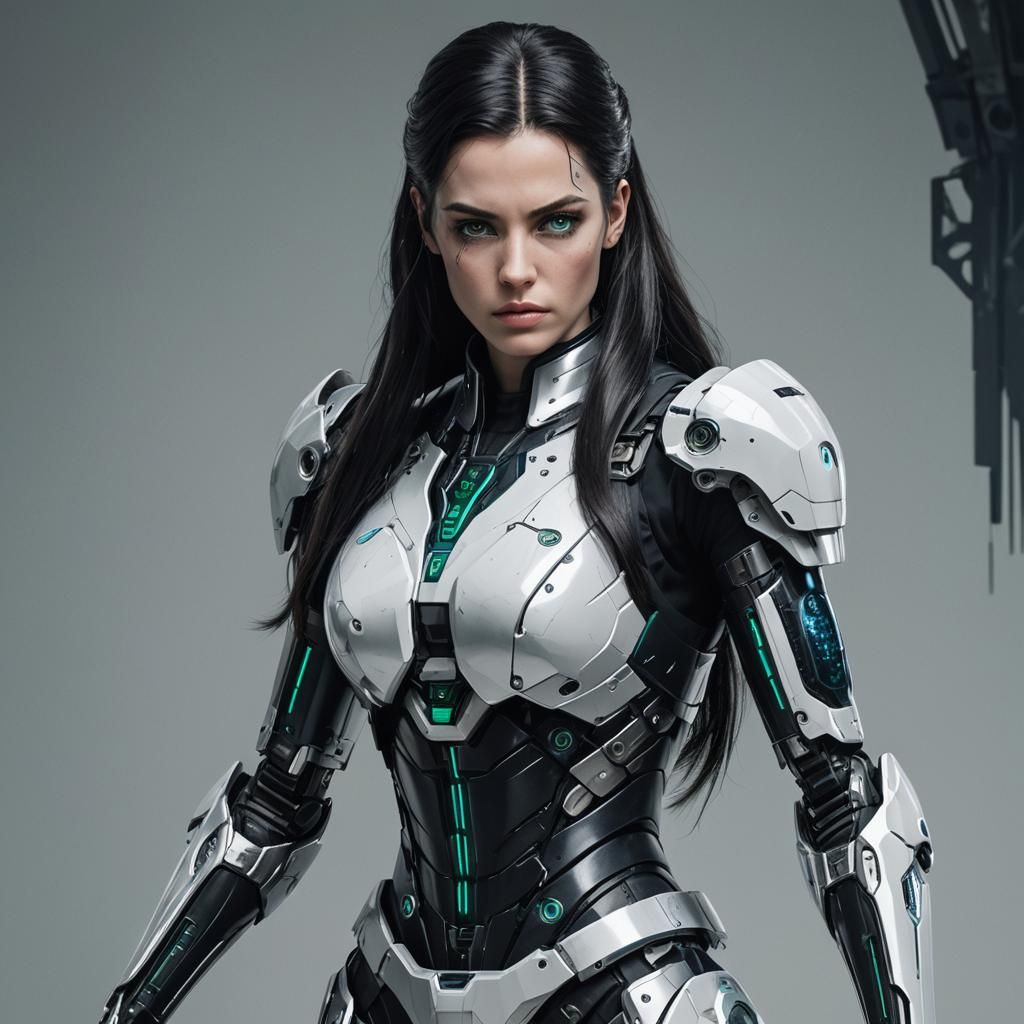 Cybernetic Woman in Graffiti Splash Art Style