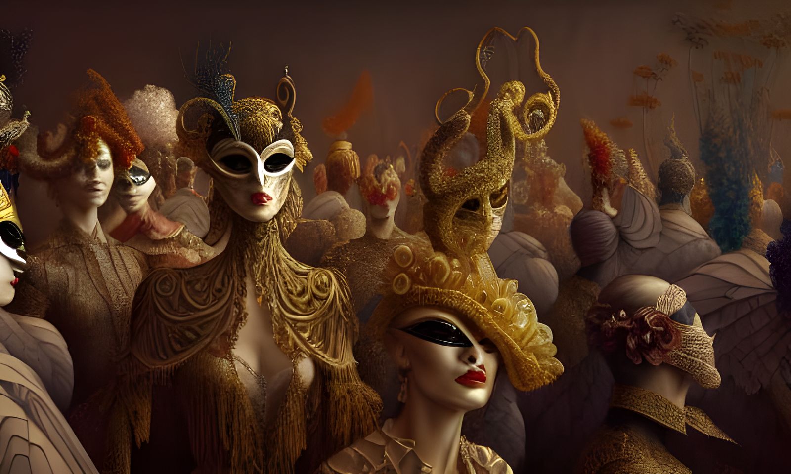 Elaborate Masquerade Ball in Photorealistic Style