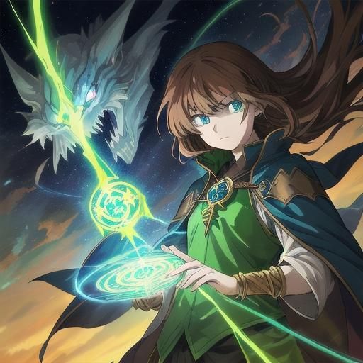 Tiefling Wizard with Sapphire Bracelet in Anime Style