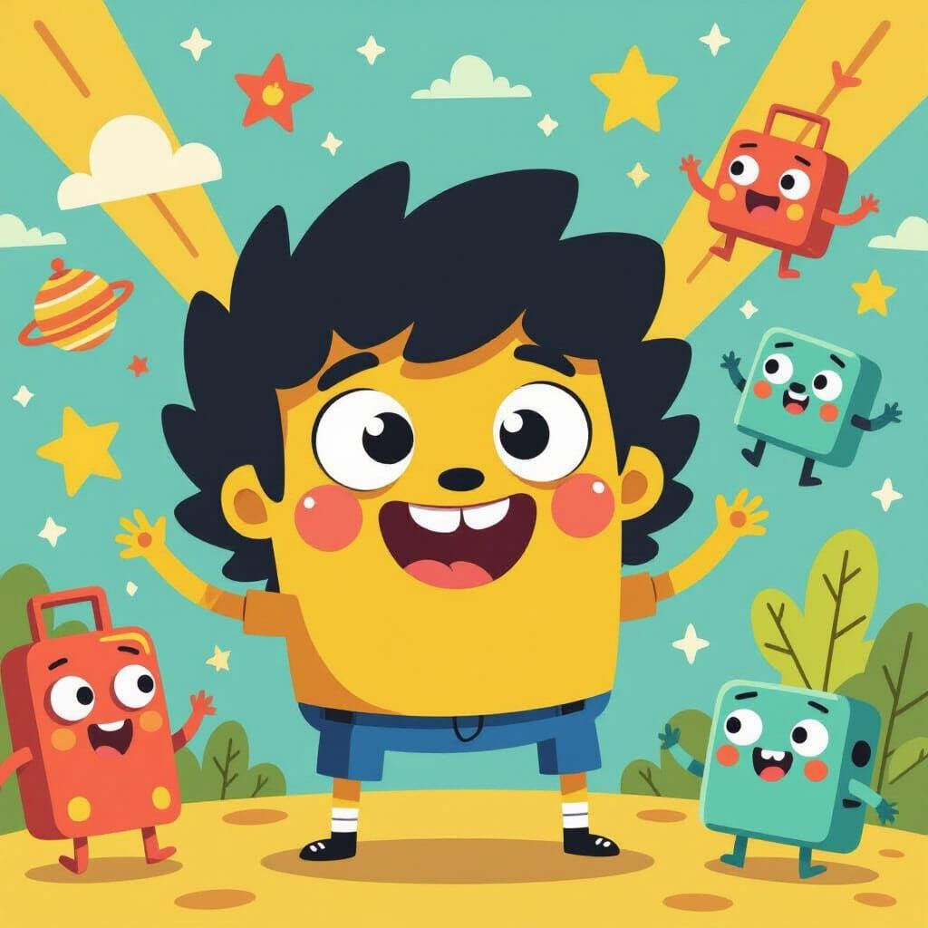 Silly Character in Saturday Morning Cartoon Style