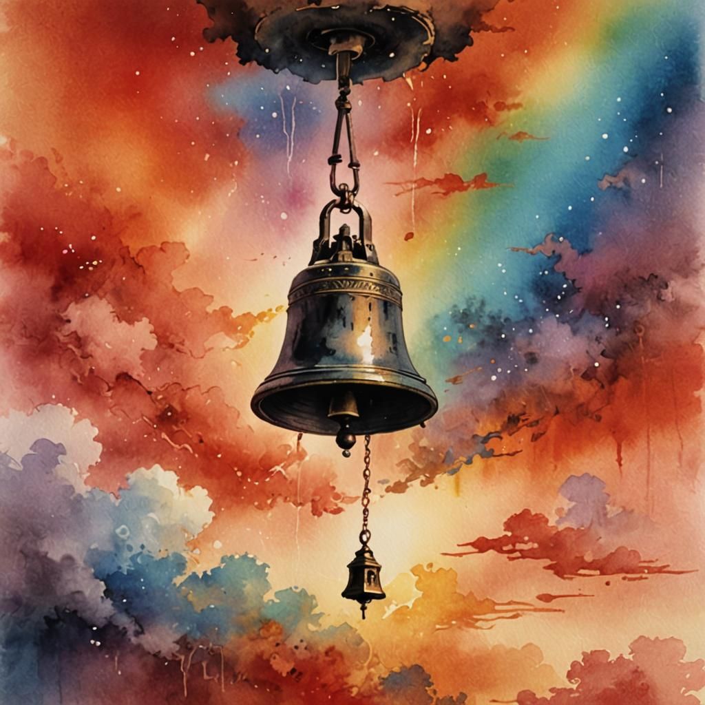 Ethereal Church Bell in Japanese Ink Painting
