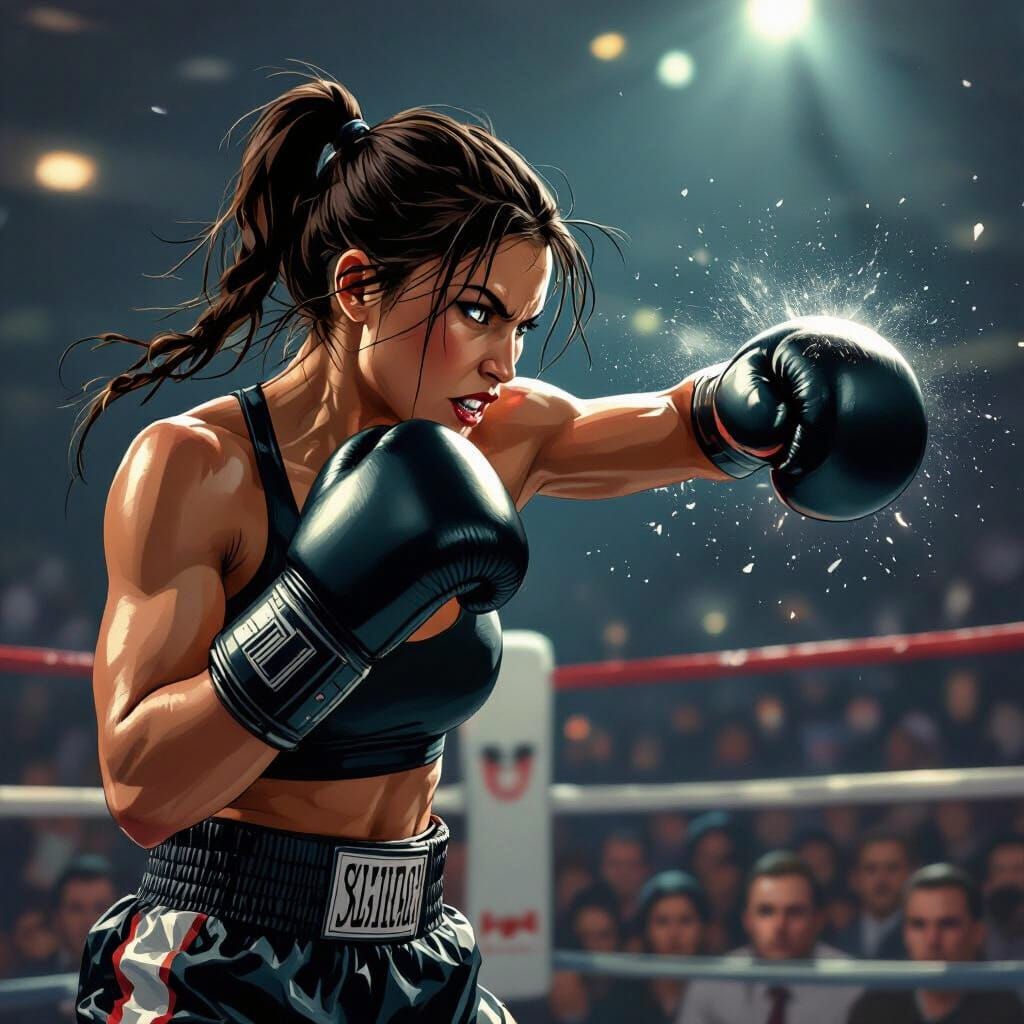 Woman Boxer Delivers Knockout Punch in Noir Arena