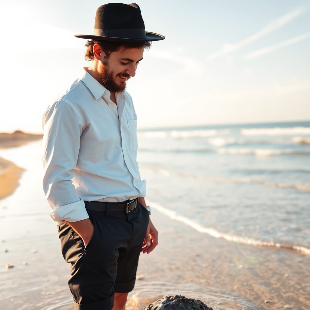 Haredi Man Finds Peace on Quiet Beach