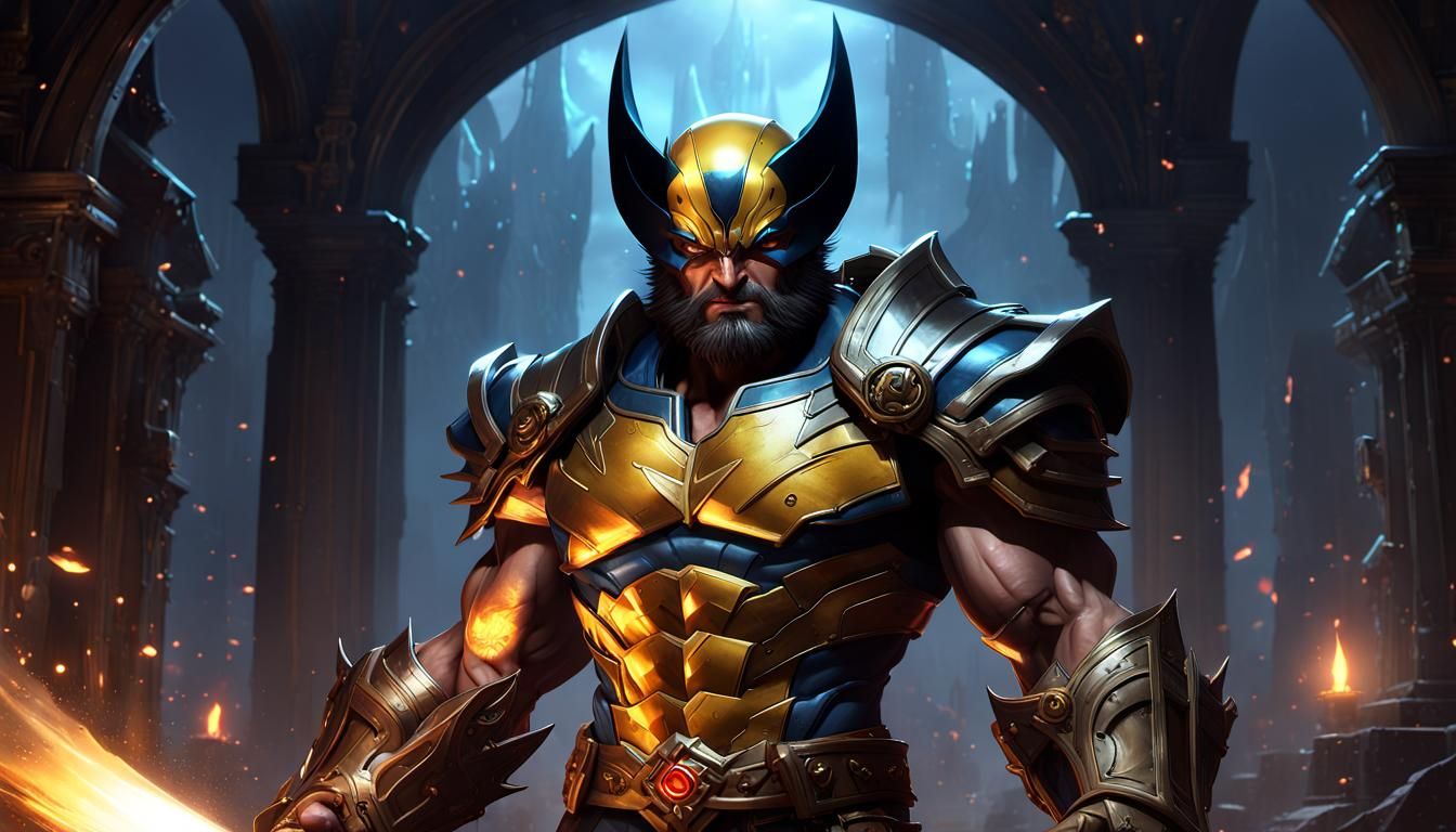 Wolverine with Infinity Gauntlet in Medieval Armor