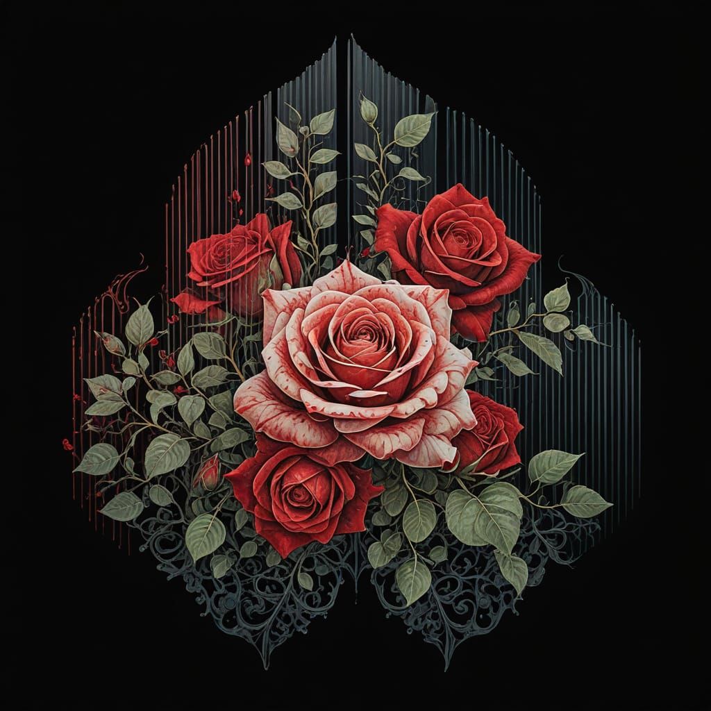 Roses in Whirling Bloom, a Dreamlike Floral Rorschach