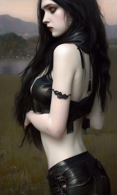 Gothic Girl Portrait in Hyperrealistic Style