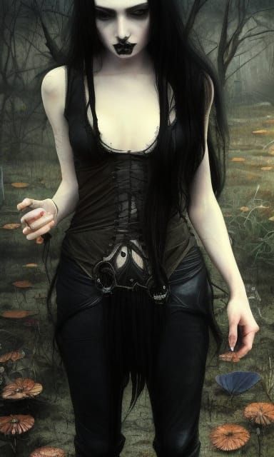 Goth Girl Portrait in Hyperrealistic Style