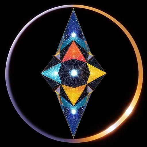 Cosmic Being Overlooking the Galaxy in Cubist Style