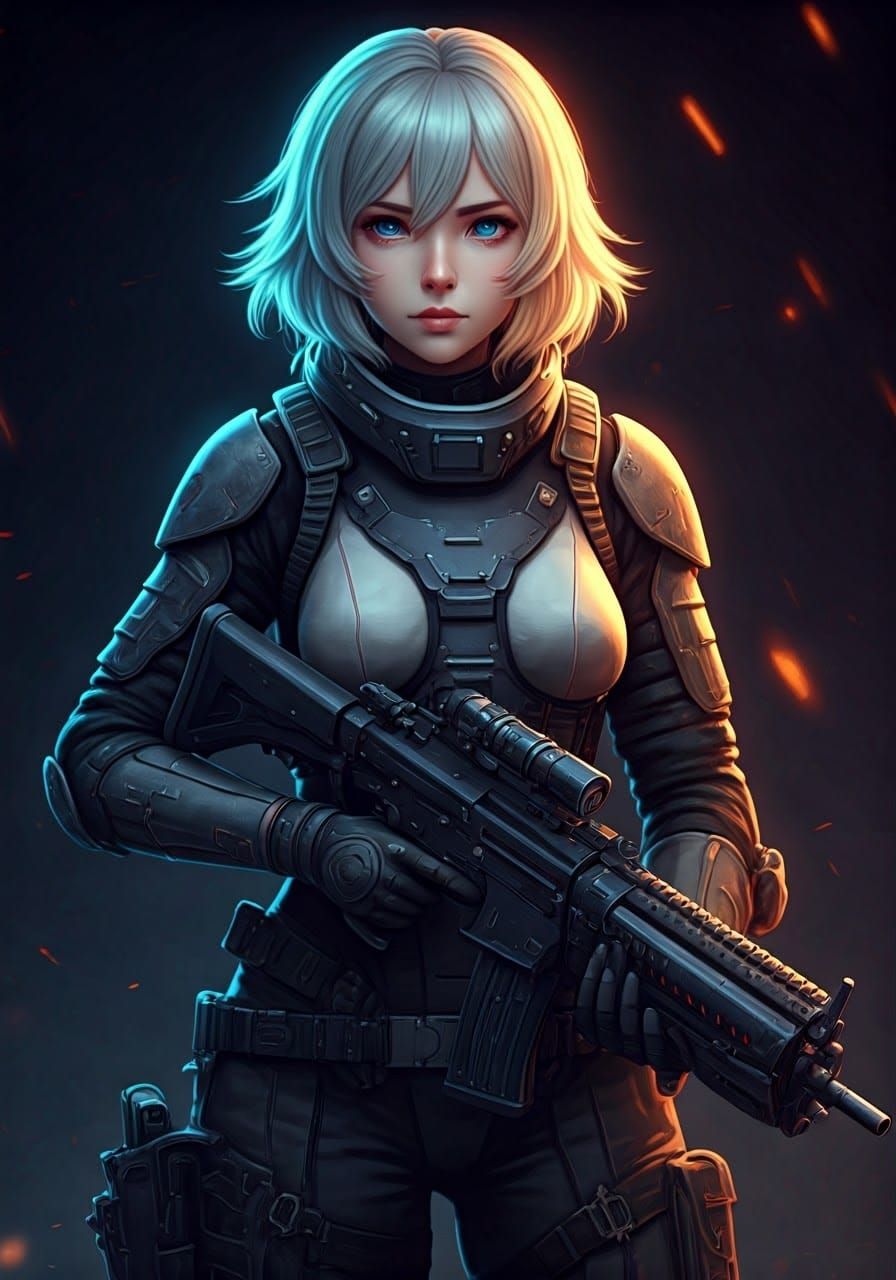 Cyberpunk Warrior in Futuristic Galactic Landscape