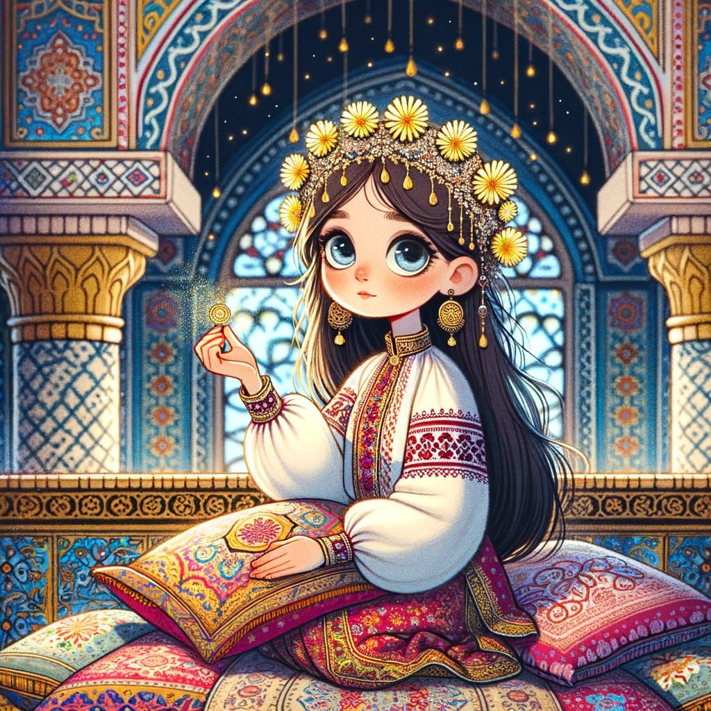 Girl on Throne: Classical Animation with Cultural Fusion