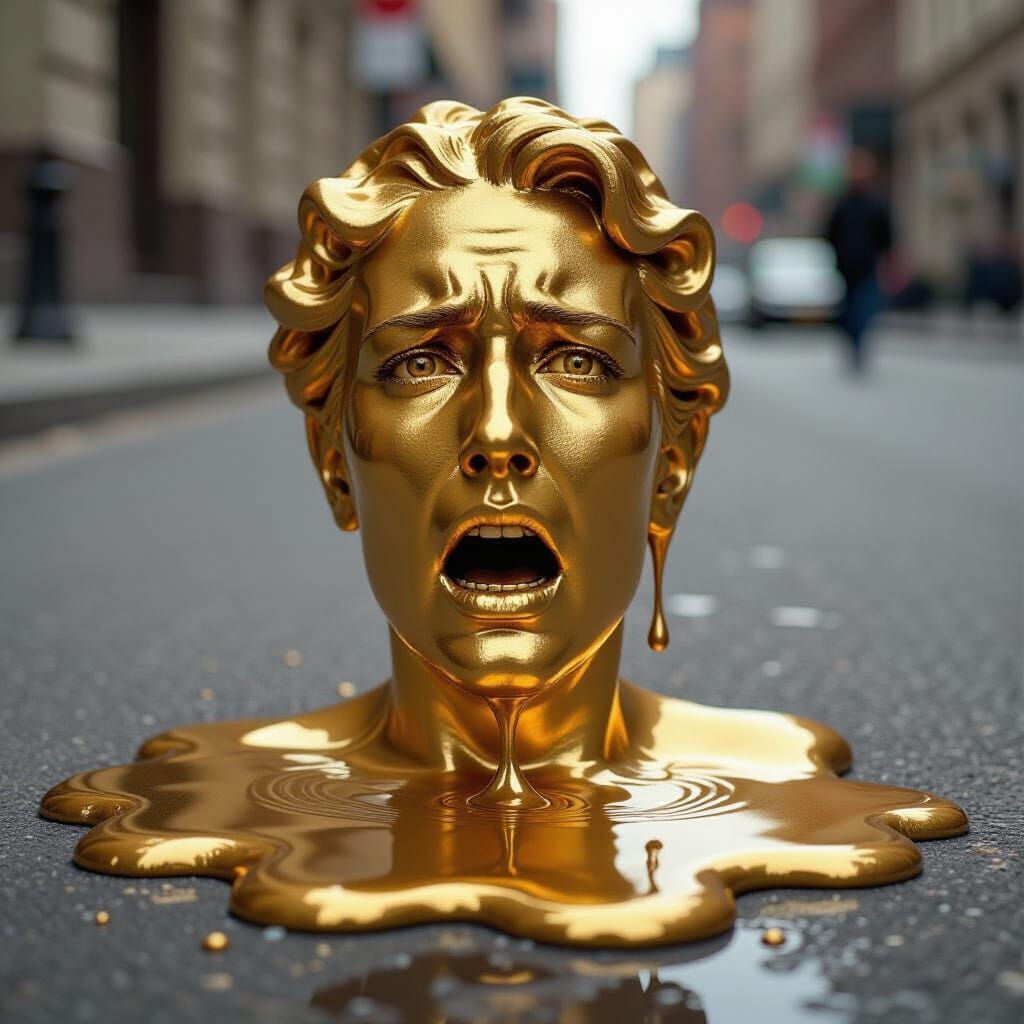 Melting Gold Statue: A Horrific Transformation