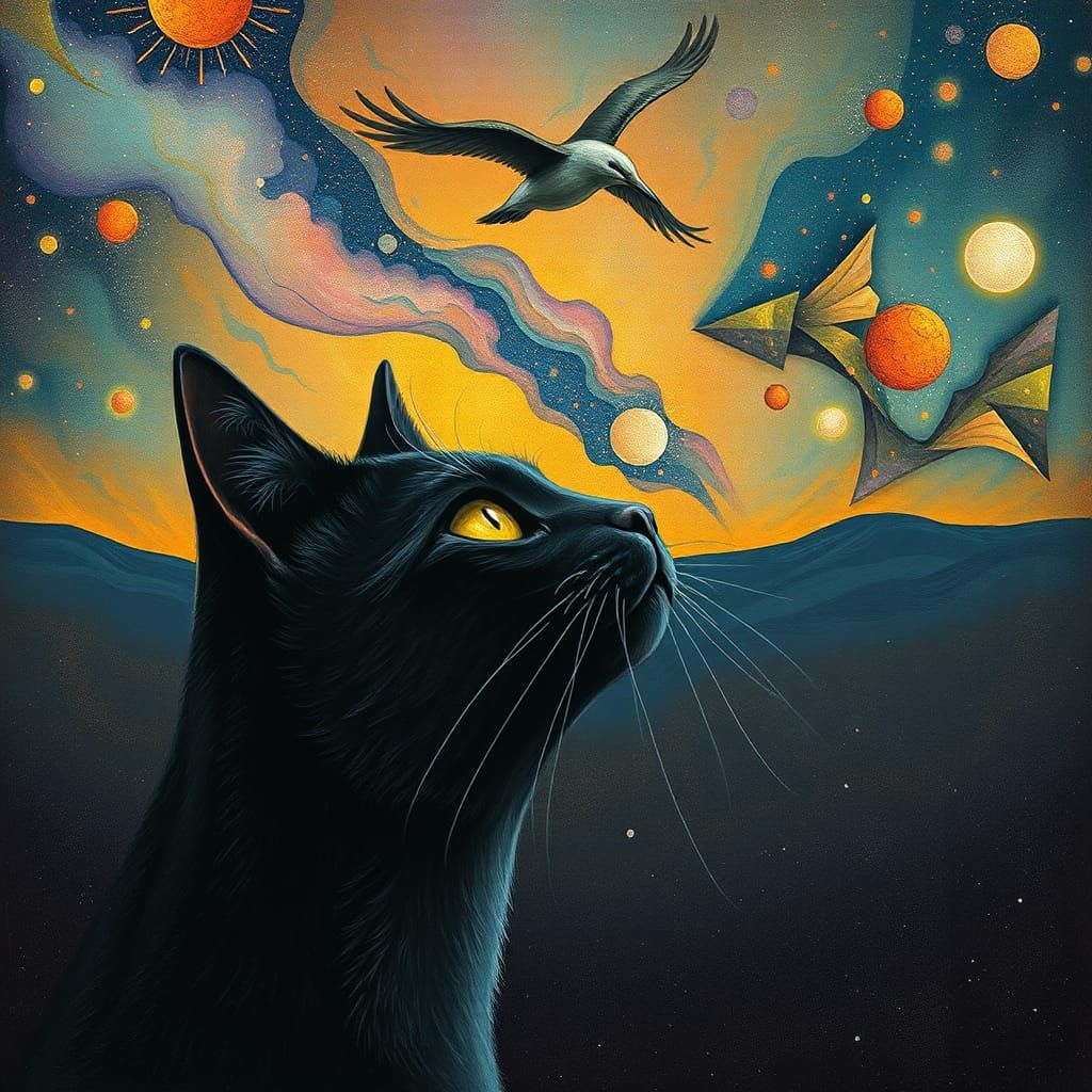 Cat and Dog at Universe's End, Hundertwasser Style