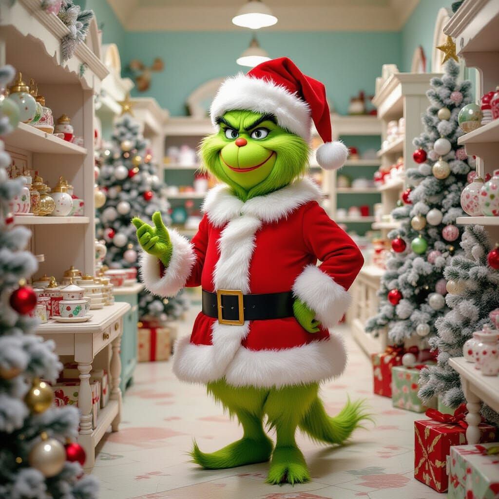 The Grinch Shops for Christmas in Pastel Colors
