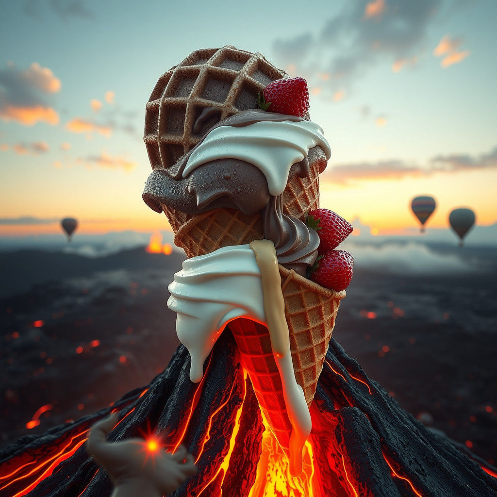 Ice Cream Volcano: A Hyperrealistic Dessert Dream