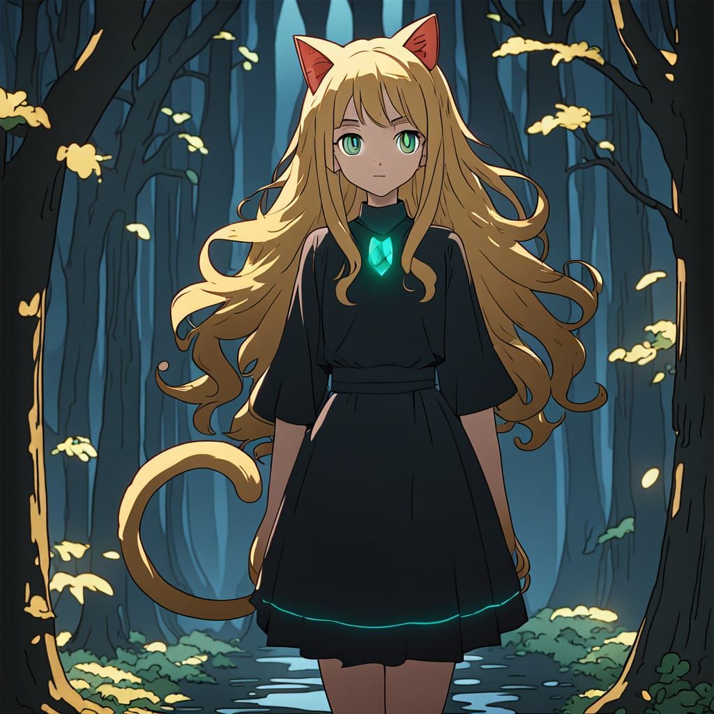 Catgirl in Mystic Woods: Manga Style Anime Art